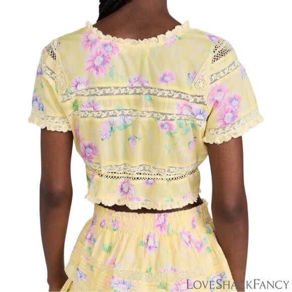 LOVESHACKFANCY **NWT** Farley Crop Top in Bright Azalea Yellow - Picture 7 of 11